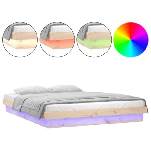 LED Bed Frame 150x200cm Solid Wood - Image 14