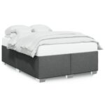 Bed Frame Dark Grey Double Fabric