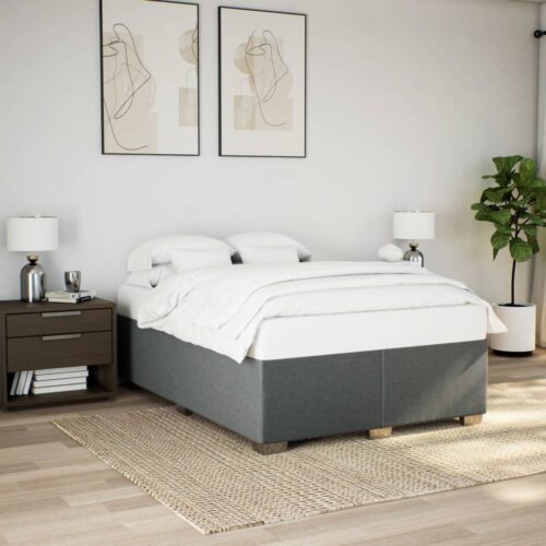 Bed Frame Dark Grey Double Fabric - Image 2