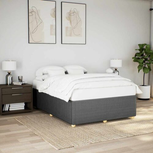 Bed Frame Dark Grey Double Fabric - Image 2