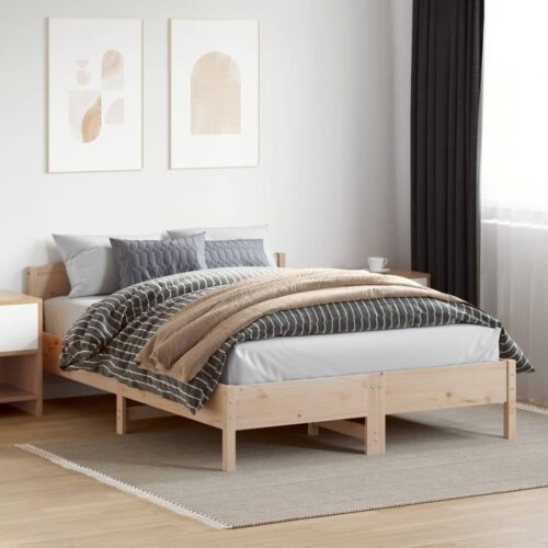 Bed Frame 150x200cm Solid Wood Pine - Image 2