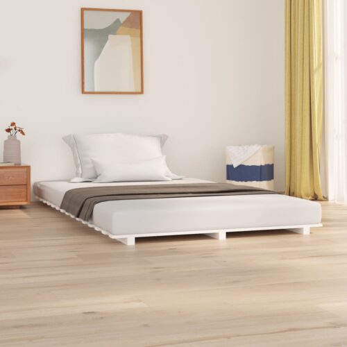 Bed Frame White 150x200cm Solid Wood Pine - Image 2