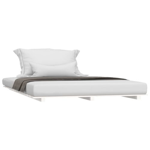 Bed Frame White 150x200cm Solid Wood Pine - Image 3