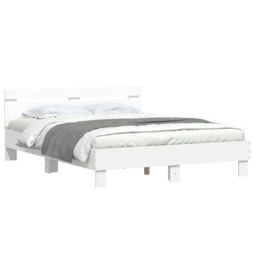 Bed Frame with LED White 150x200cm - Image 3