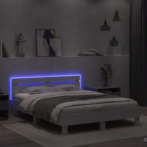 Bed Frame with LED White 150x200cm - Image 4