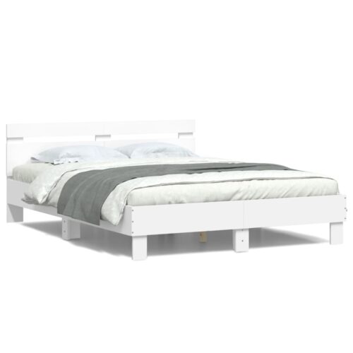 Bed Frame with LED White 150x200cm - Image 5