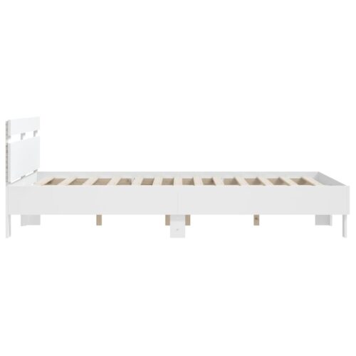 Bed Frame with LED White 150x200cm - Image 8
