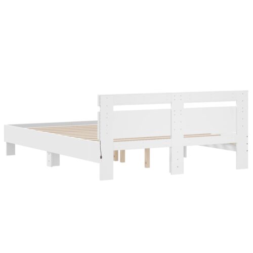 Bed Frame with LED White 150x200cm - Image 9