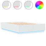 Bed Frame with LED White 150x200cm