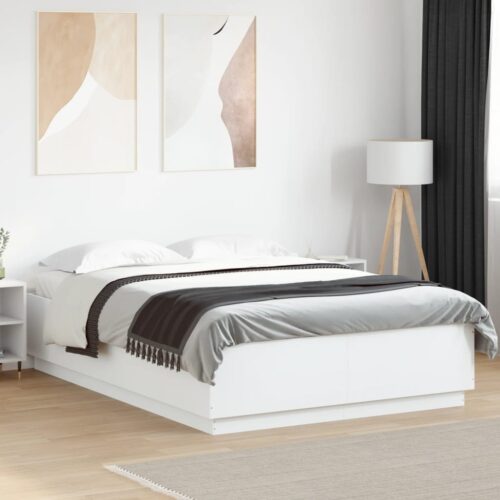 Bed Frame with LED White 150x200cm - Image 2