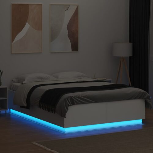 Bed Frame with LED White 150x200cm - Image 4