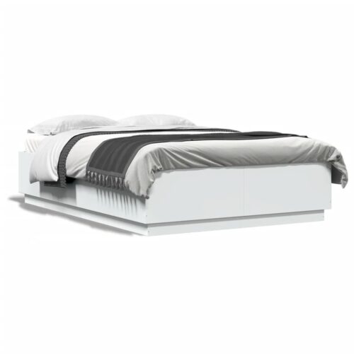 Bed Frame with LED White 150x200cm - Image 5