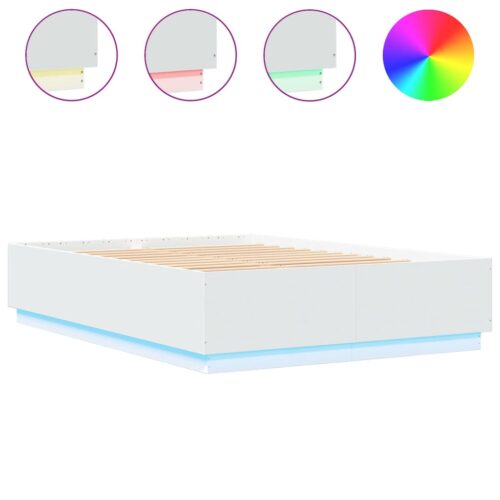 Bed Frame with LED White 150x200cm - Image 13