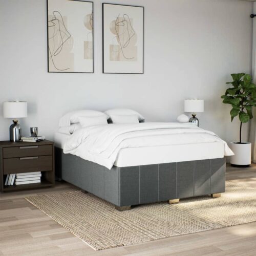 Bed Frame Dark Grey Queen Fabric - Image 2