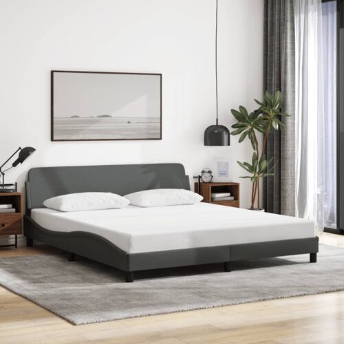 Bed Frame "Dover" Dark Grey 152x203cm Queen Fabric - Image 2