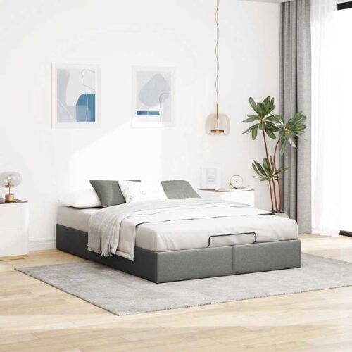 Ottoman Storage Bed Frame Dark Grey Double Fabric - Image 3