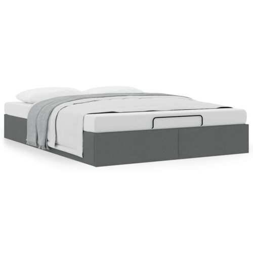 Ottoman Storage Bed Frame Dark Grey Double Fabric - Image 4