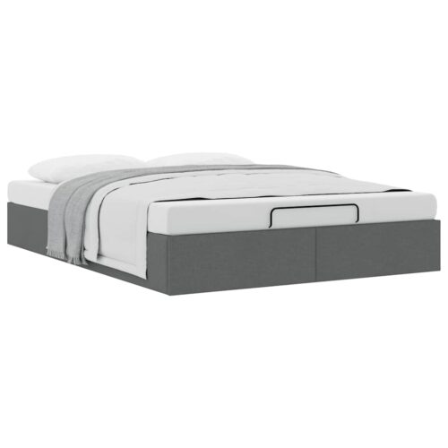 Ottoman Storage Bed Frame Dark Grey Double Fabric - Image 5