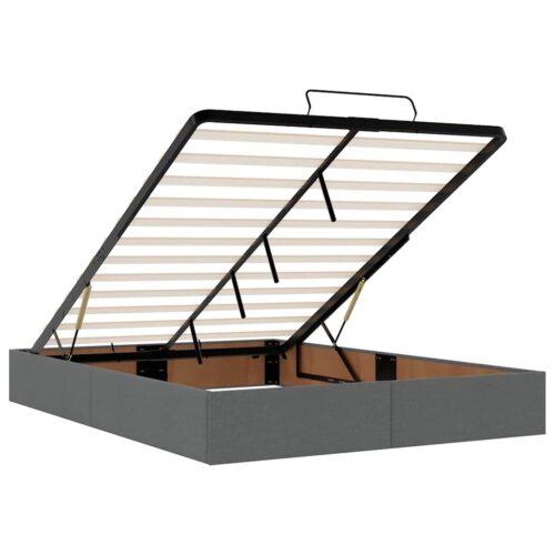 Ottoman Storage Bed Frame Dark Grey Double Fabric - Image 10