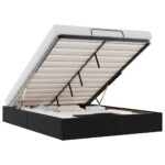 Ottoman Storage Bed Frame Black Double Faux Leather