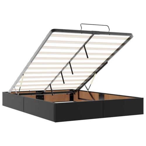 Ottoman Storage Bed Frame Black Double Faux Leather - Image 10