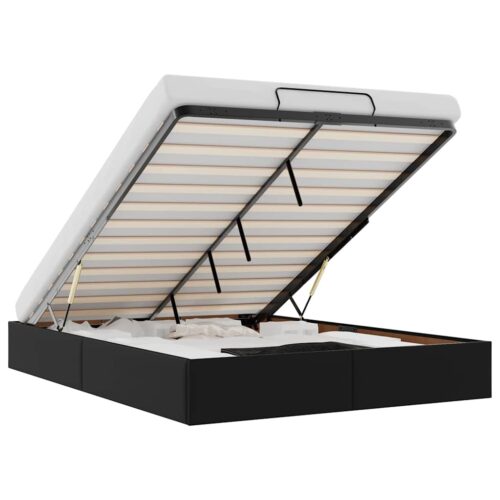 Ottoman Storage Bed Frame Black Double Faux Leather - Image 13
