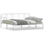 Daybed with Trundle White 92x187cm Single Metal