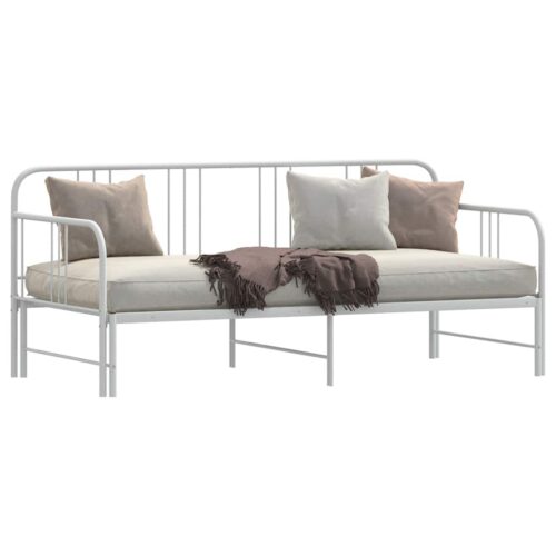 Daybed with Trundle White 92x187cm Single Metal - Image 3