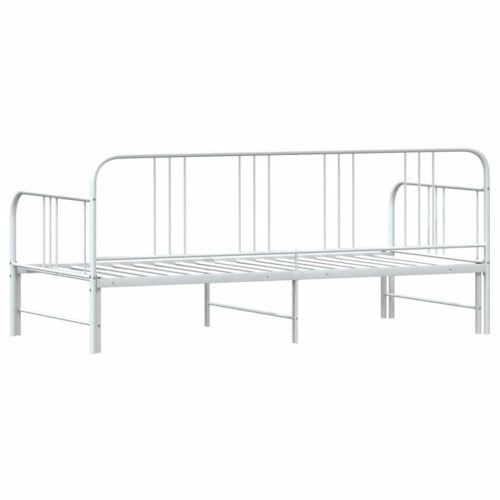 Daybed with Trundle White 92x187cm Single Metal - Image 8