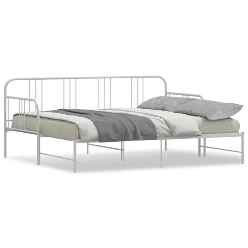 Daybed with Trundle White 92x187cm Single Metal - Image 12