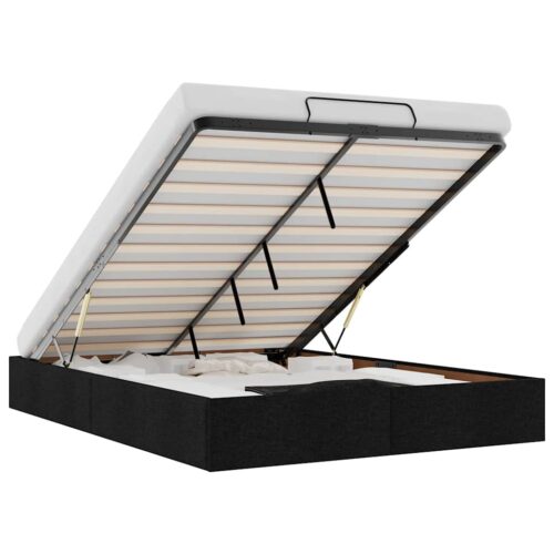 Ottoman Storage Bed Frame Black Double Fabric