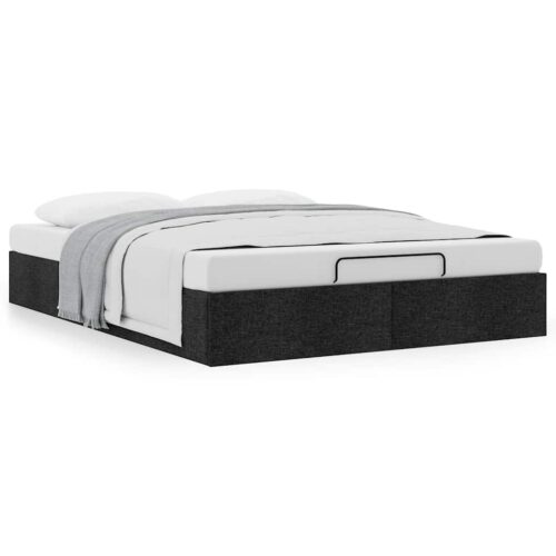 Ottoman Storage Bed Frame Black Double Fabric - Image 4