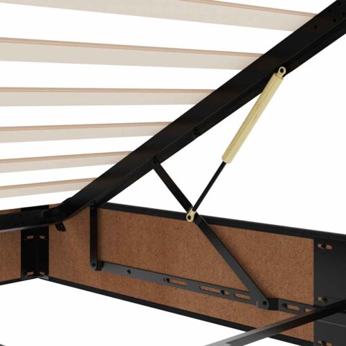 Ottoman Storage Bed Frame Black Double Fabric - Image 12