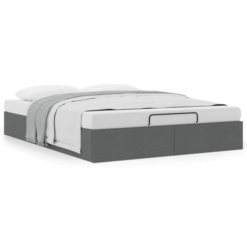 Ottoman Storage Bed Frame Dark Grey Queen Fabric - Image 4