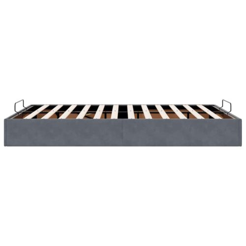 Ottoman Storage Bed Frame No Mattress Dark Grey Double Velvet - Image 8