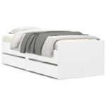 Bed Frame with Drawers White 90x190cm