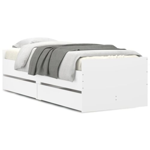 Bed Frame with Drawers White 90x190cm