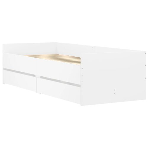 Bed Frame with Drawers White 90x190cm - Image 4