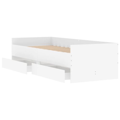 Bed Frame with Drawers White 90x190cm - Image 5