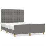 Bed Frame Dark Grey 137x187cm Double Fabric