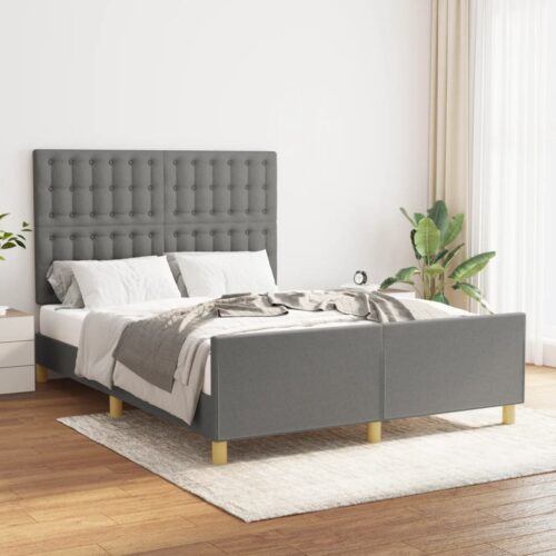 Bed Frame Dark Grey 137x187cm Double Fabric - Image 2