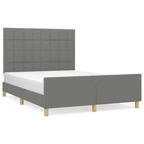 Bed Frame Dark Grey 137x187cm Double Fabric