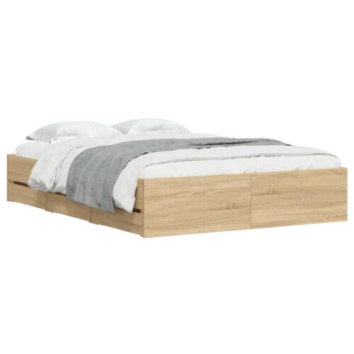 Bed Frame with Drawers Sonoma Oak 135x190cm - Image 3