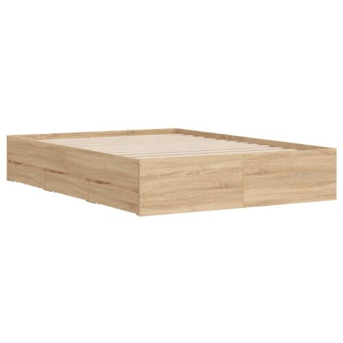 Bed Frame with Drawers Sonoma Oak 135x190cm - Image 4