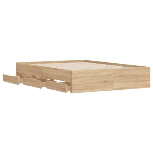 Bed Frame with Drawers Sonoma Oak 135x190cm - Image 5