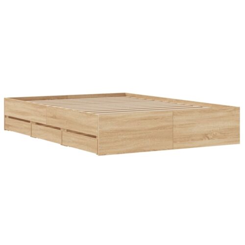 Bed Frame with Drawers Sonoma Oak 135x190cm - Image 8