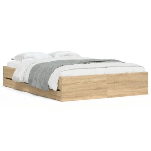Bed Frame with Drawers Sonoma Oak 135x190cm - Image 12