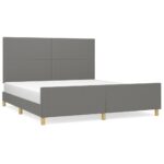 Bed Frame Dark Grey 152x203cm Queen Fabric
