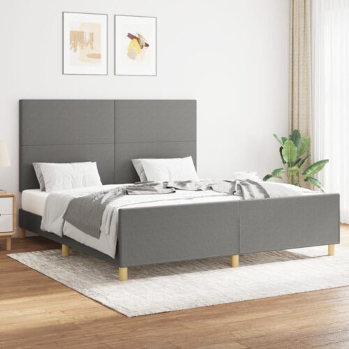 Bed Frame Dark Grey 152x203cm Queen Fabric - Image 2