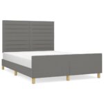 Bed Frame Dark Grey 137x187cm Double Fabric